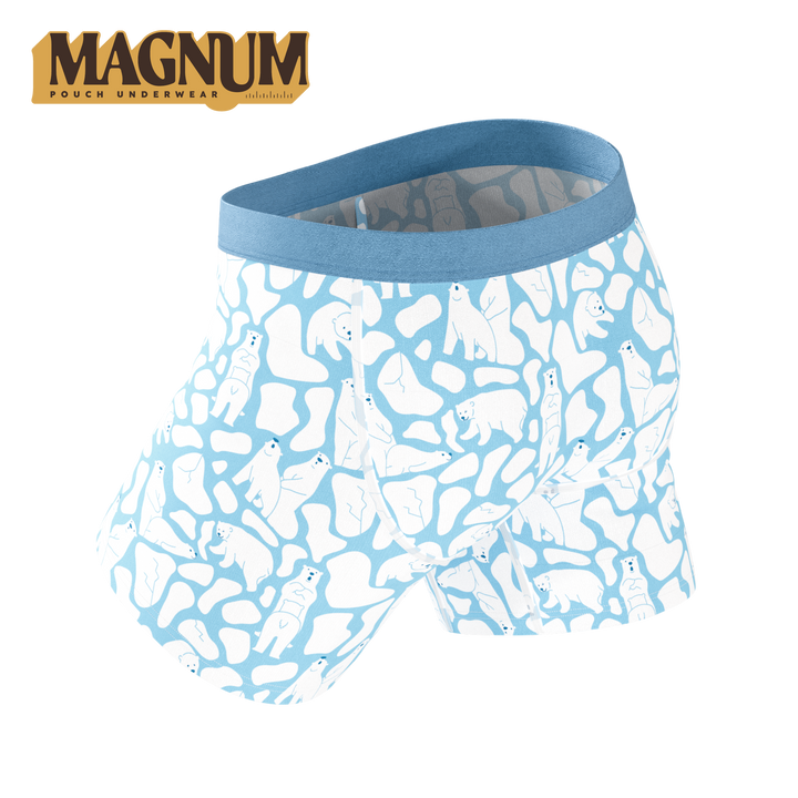 Shinesty Men's Ball Hammock Magnum Pouch Boxer Briefs - 6" Inseam Polar Bear Print MicroModal Underwear, The Polar Polka