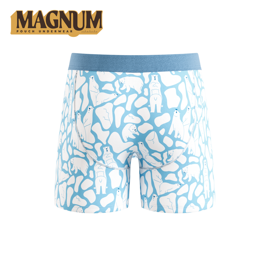 Shinesty Men's Ball Hammock Magnum Pouch Boxer Briefs - 6" Inseam Polar Bear Print MicroModal Underwear, The Polar Polka