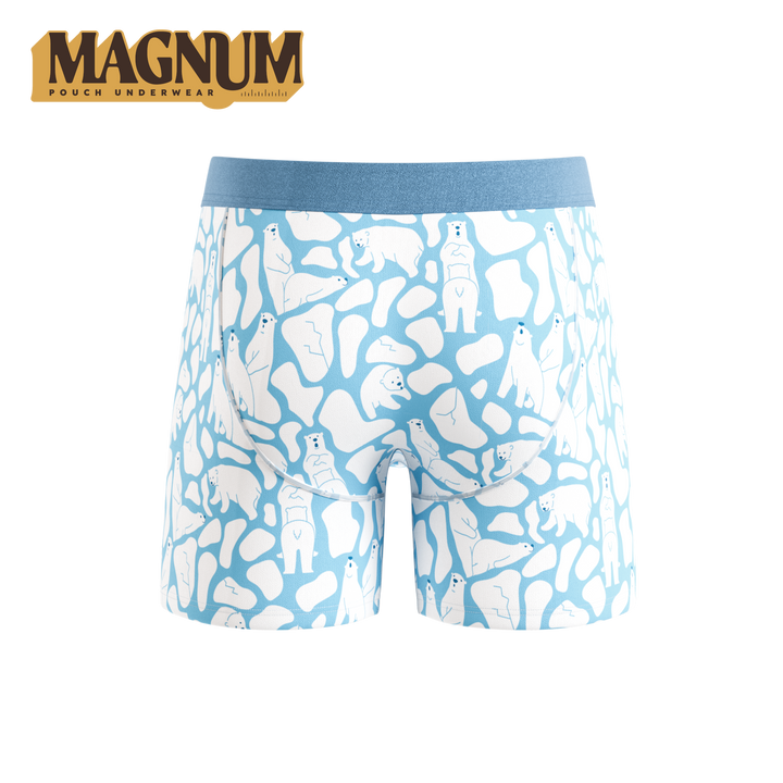 Shinesty Men's Ball Hammock Magnum Pouch Boxer Briefs - 6" Inseam Polar Bear Print MicroModal Underwear, The Polar Polka