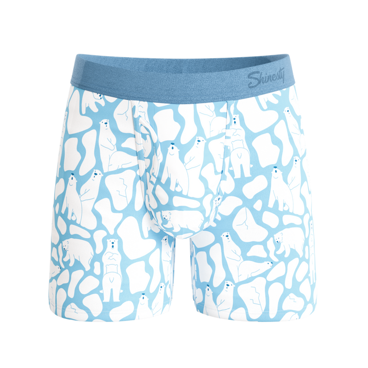 Shinesty Men's Ball Hammock Magnum Pouch Boxer Briefs - 6" Inseam Polar Bear Print MicroModal Underwear, The Polar Polka