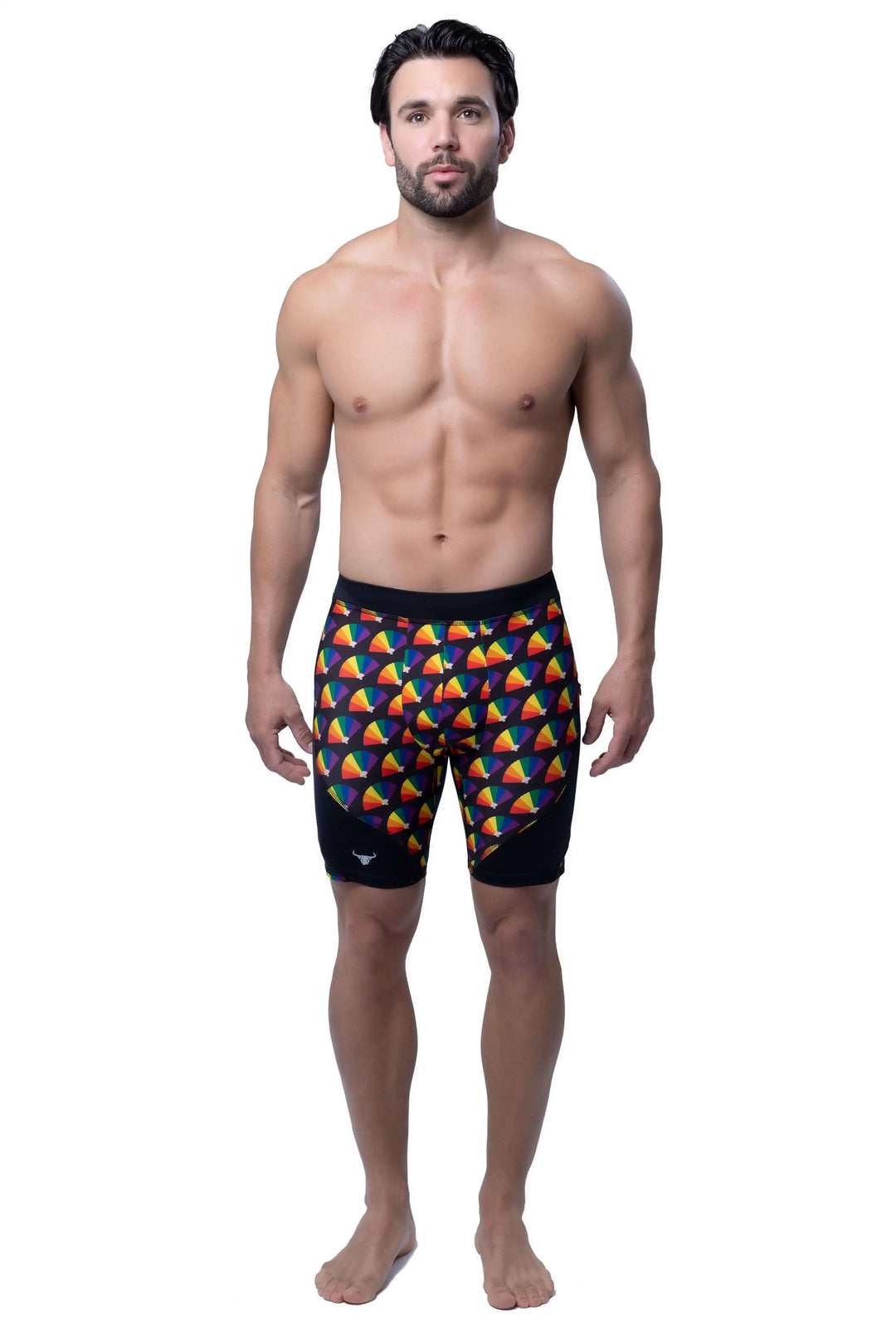Matador Meggings Pride Fans men's compression shorts – vibrant fan print squat-proof hybrid shorts