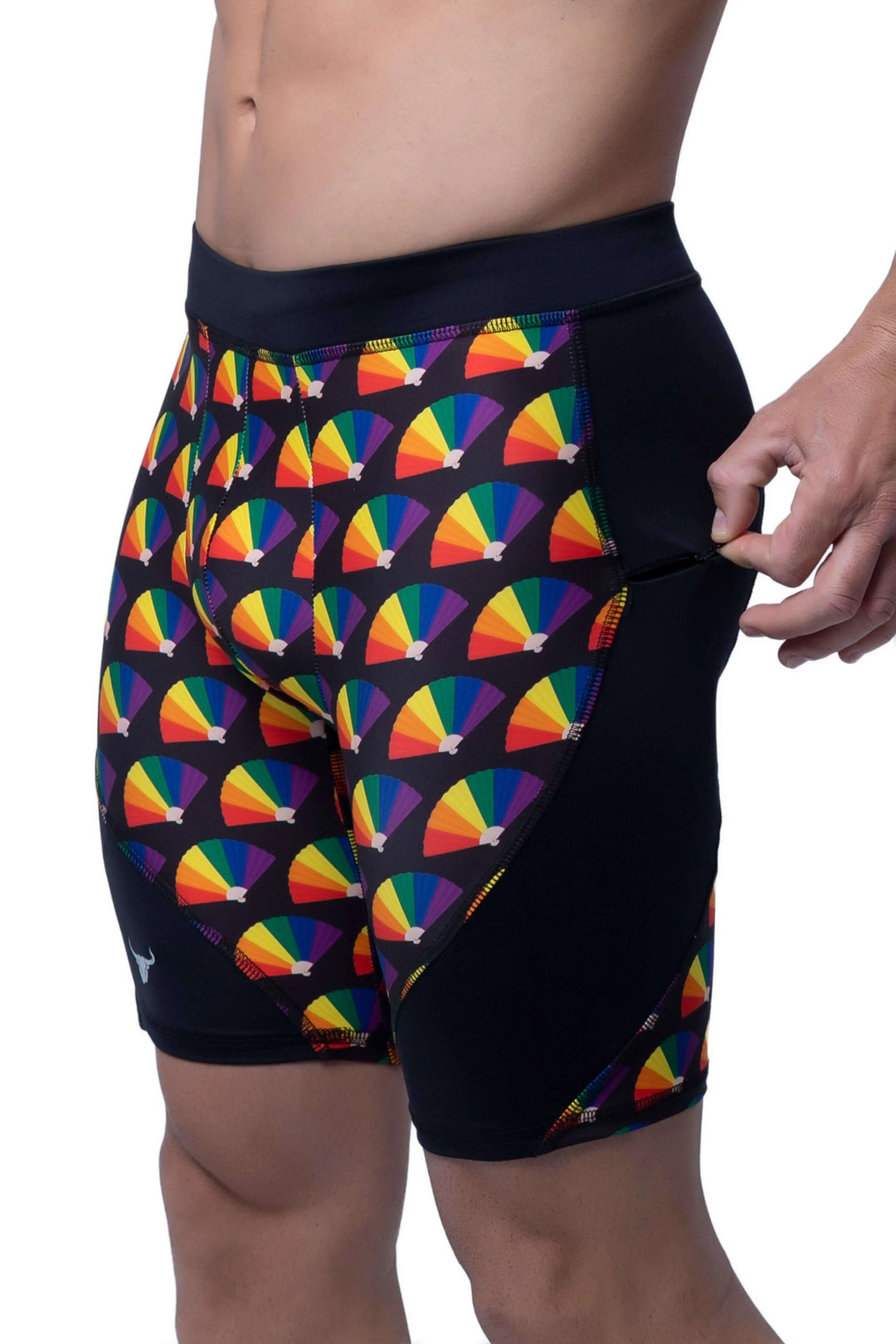 Matador Meggings Pride Fans men's compression shorts – vibrant fan print squat-proof hybrid shorts