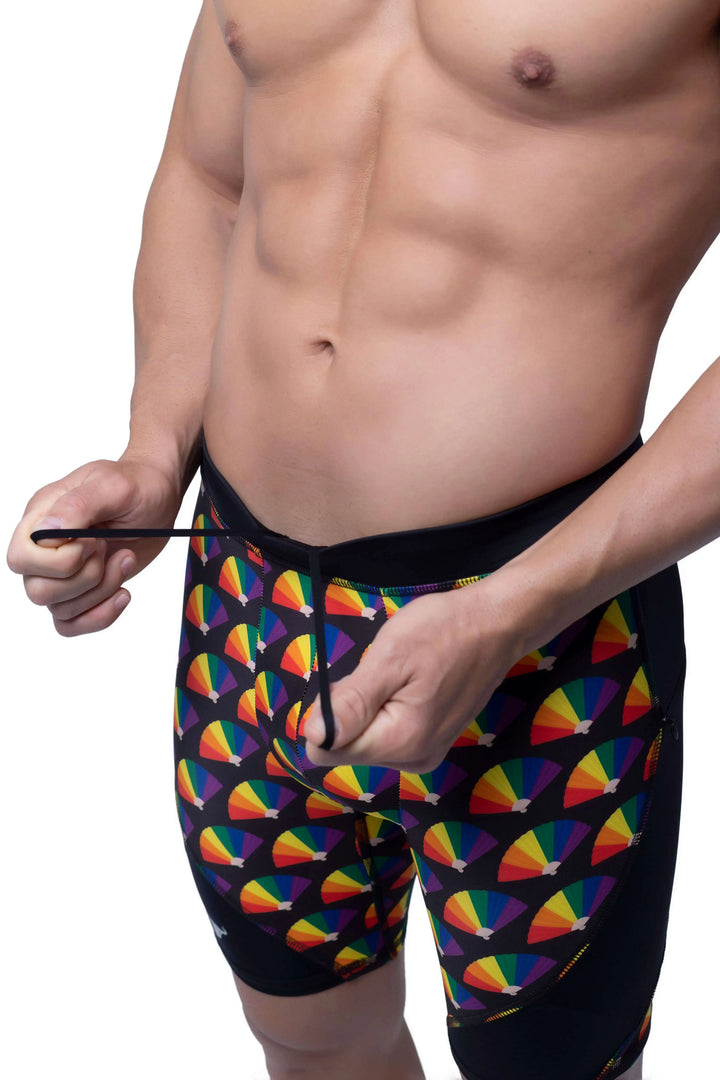 Matador Meggings Pride Fans men's compression shorts – vibrant fan print squat-proof hybrid shorts
