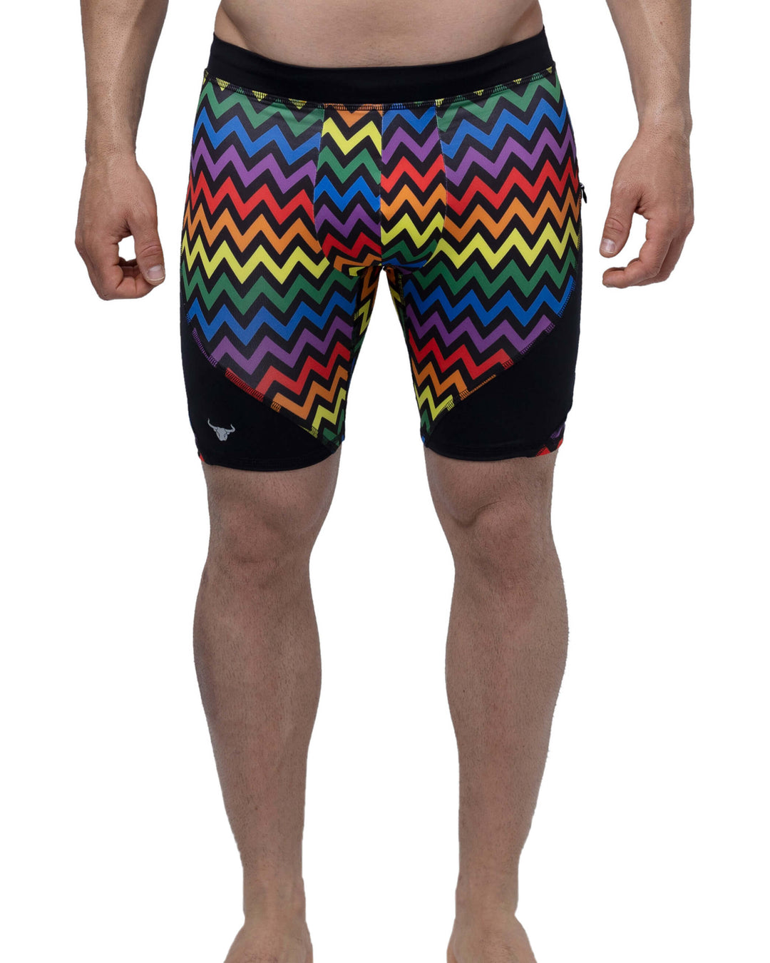 Matador Meggings Pride Zigzag rainbow men's compression shorts – squat-proof hybrid shorts