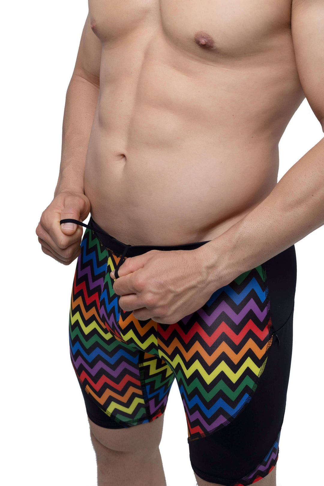 Matador Meggings Pride Zigzag rainbow men's compression shorts – squat-proof hybrid shorts