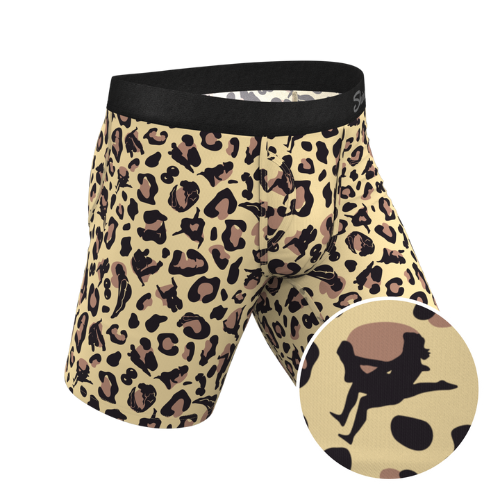 The Primal Passion: Naughty Cheetah Print Long Leg Ball Hammock® Pouch Boxer Briefs with Fly