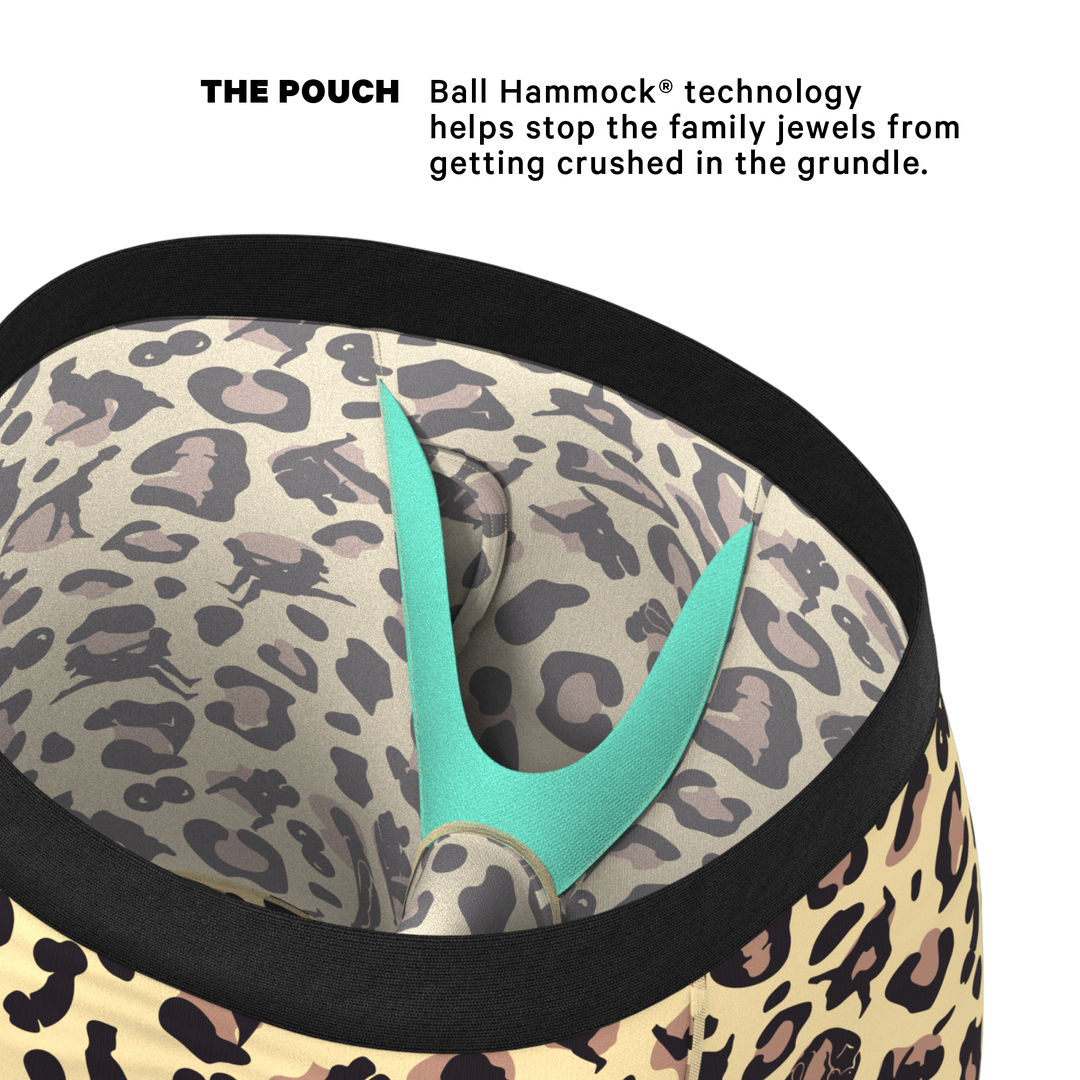 The Primal Passion: Naughty Cheetah Print Long Leg Ball Hammock® Pouch Boxer Briefs with Fly