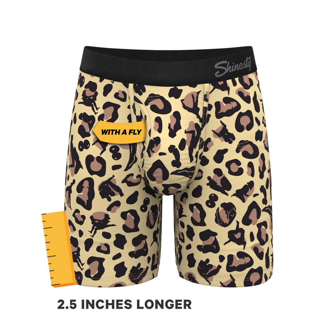 The Primal Passion: Naughty Cheetah Print Long Leg Ball Hammock® Pouch Boxer Briefs with Fly