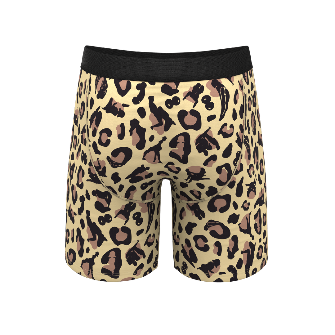 The Primal Passion: Naughty Cheetah Print Long Leg Ball Hammock® Pouch Boxer Briefs with Fly