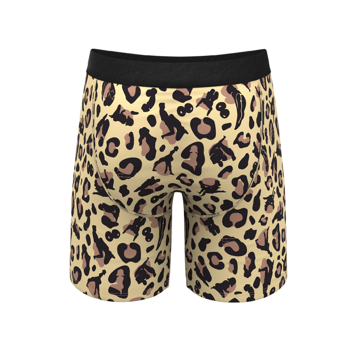 The Primal Passion: Naughty Cheetah Print Long Leg Ball Hammock® Pouch Boxer Briefs with Fly