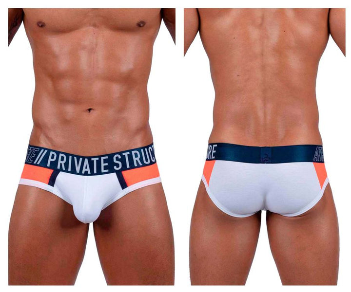 Private Structure Athlete Mini Briefs in White League – men's briefs