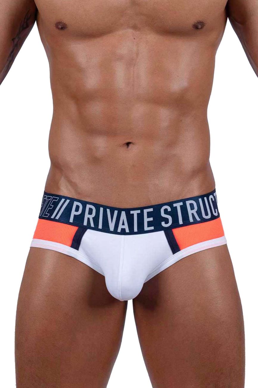 Private Structure Athlete Mini Briefs in White League – men's briefs