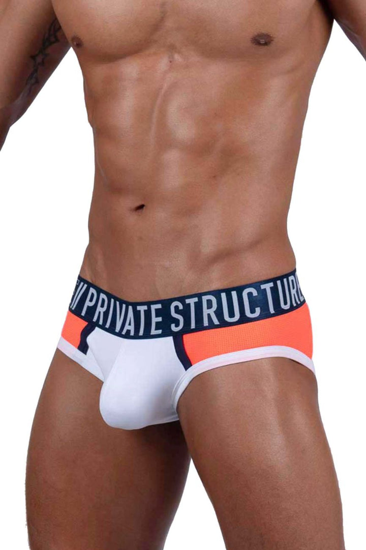 Private Structure Athlete Mini Briefs in White League – men's briefs