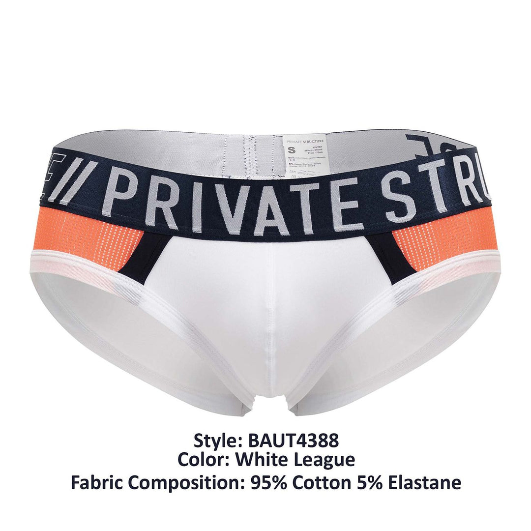 Private Structure Athlete Mini Briefs in White League – men's briefs