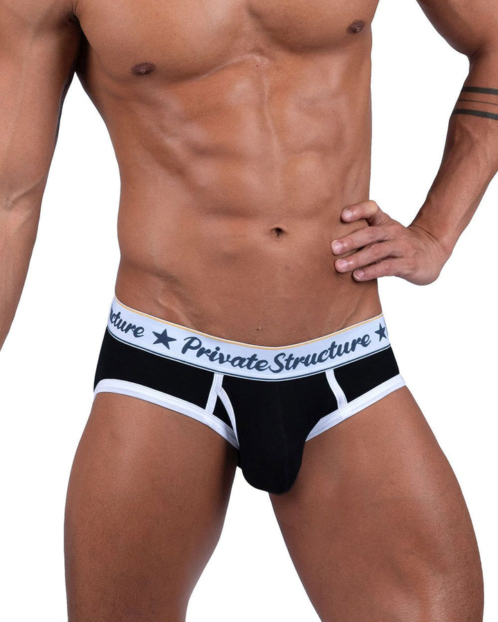 Private Structure Classic Mid Waist Mini Briefs in Black – men's briefs