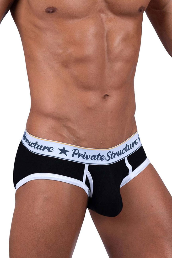 Private Structure Classic Mid Waist Mini Briefs in Black – men's briefs