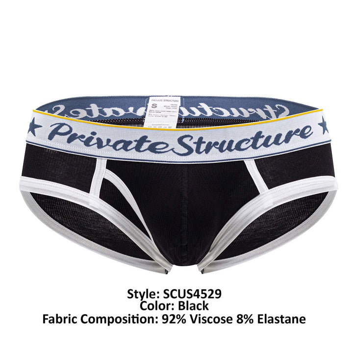Private Structure Classic Mid Waist Mini Briefs in Black – men's briefs
