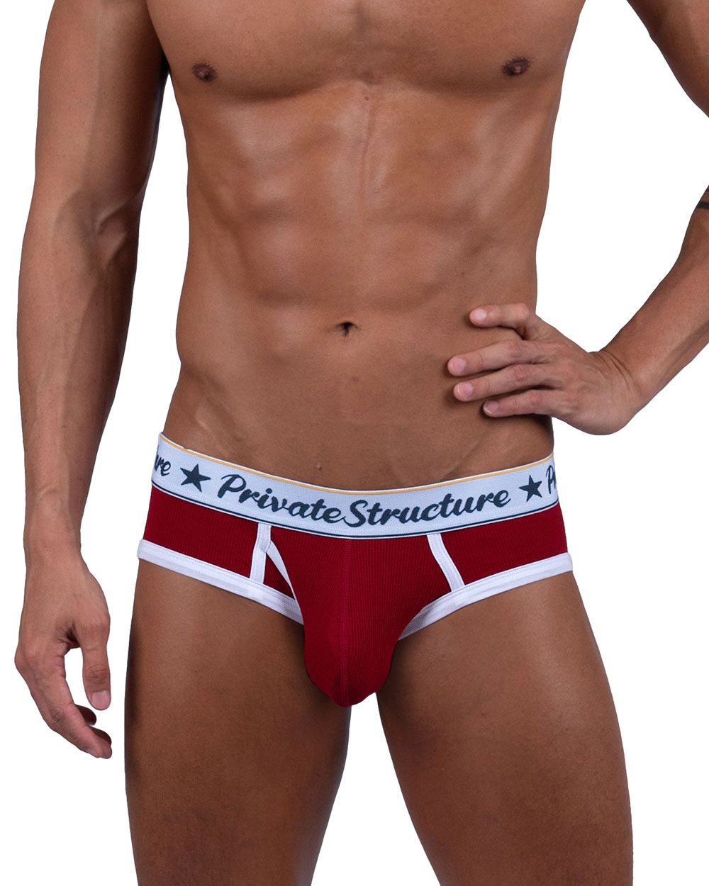 Private Structure Classic Mid Waist Mini Men's Bikini Brief in Red – men's briefs