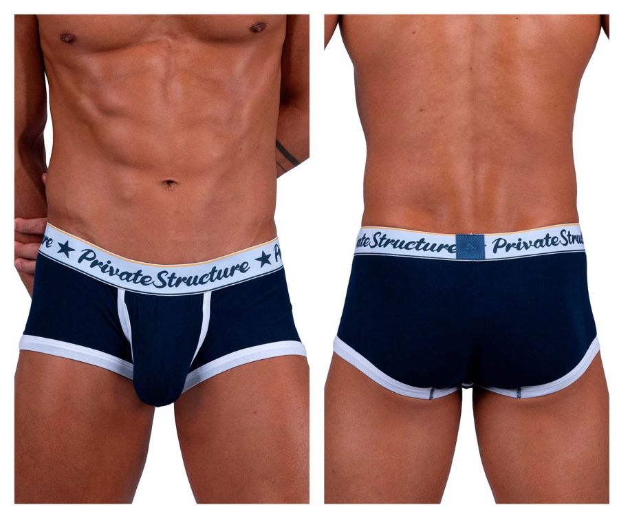 Private Structure Classic Mid Waist Men's Trunk Underwear in Navy – men's trunks