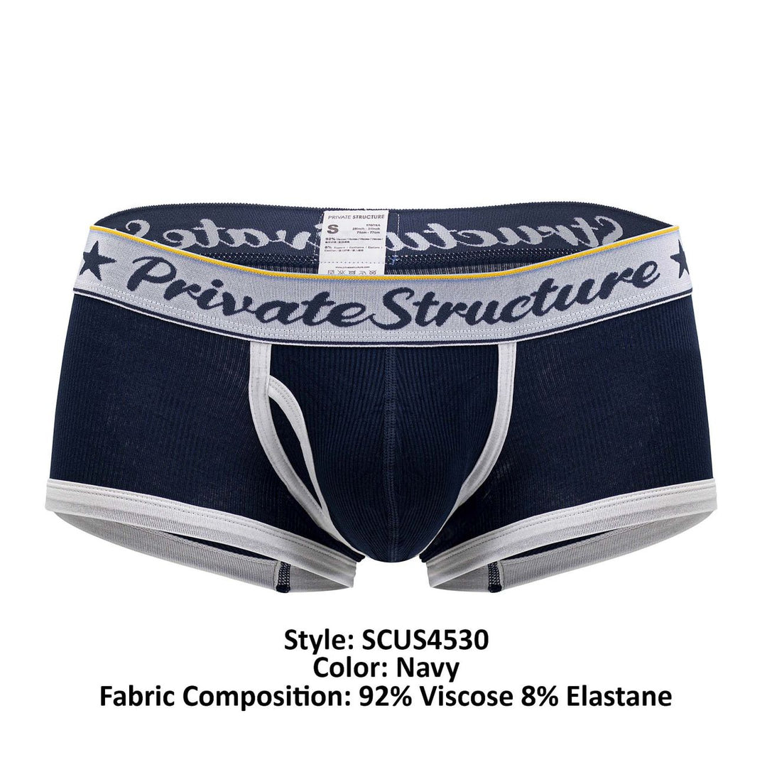 Private Structure Classic Mid Waist Men's Trunk Underwear in Navy – men's trunks