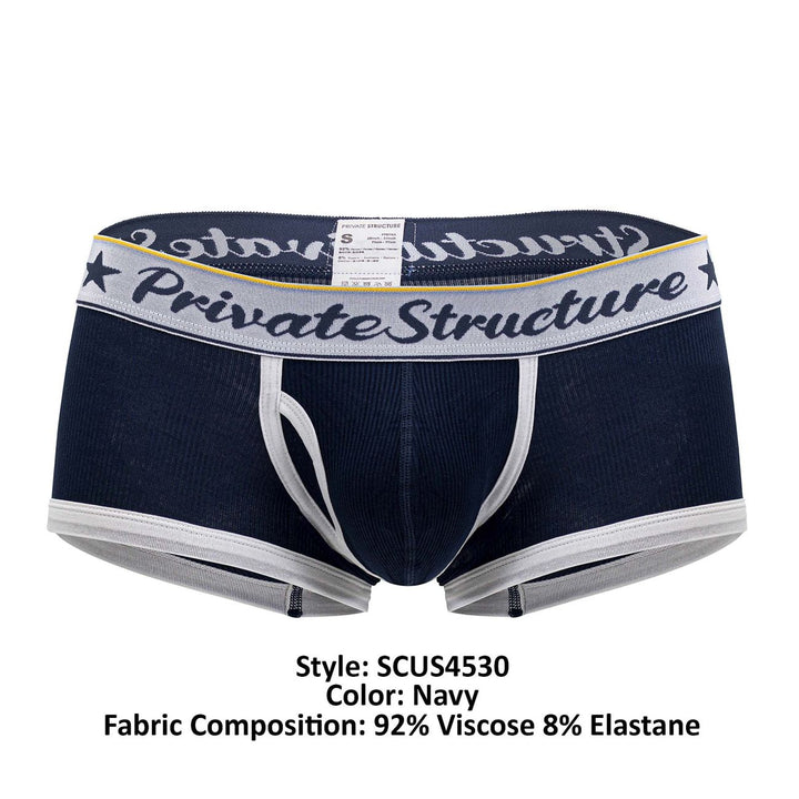 Private Structure Classic Mid Waist Men's Trunk Underwear in Navy – men's trunks