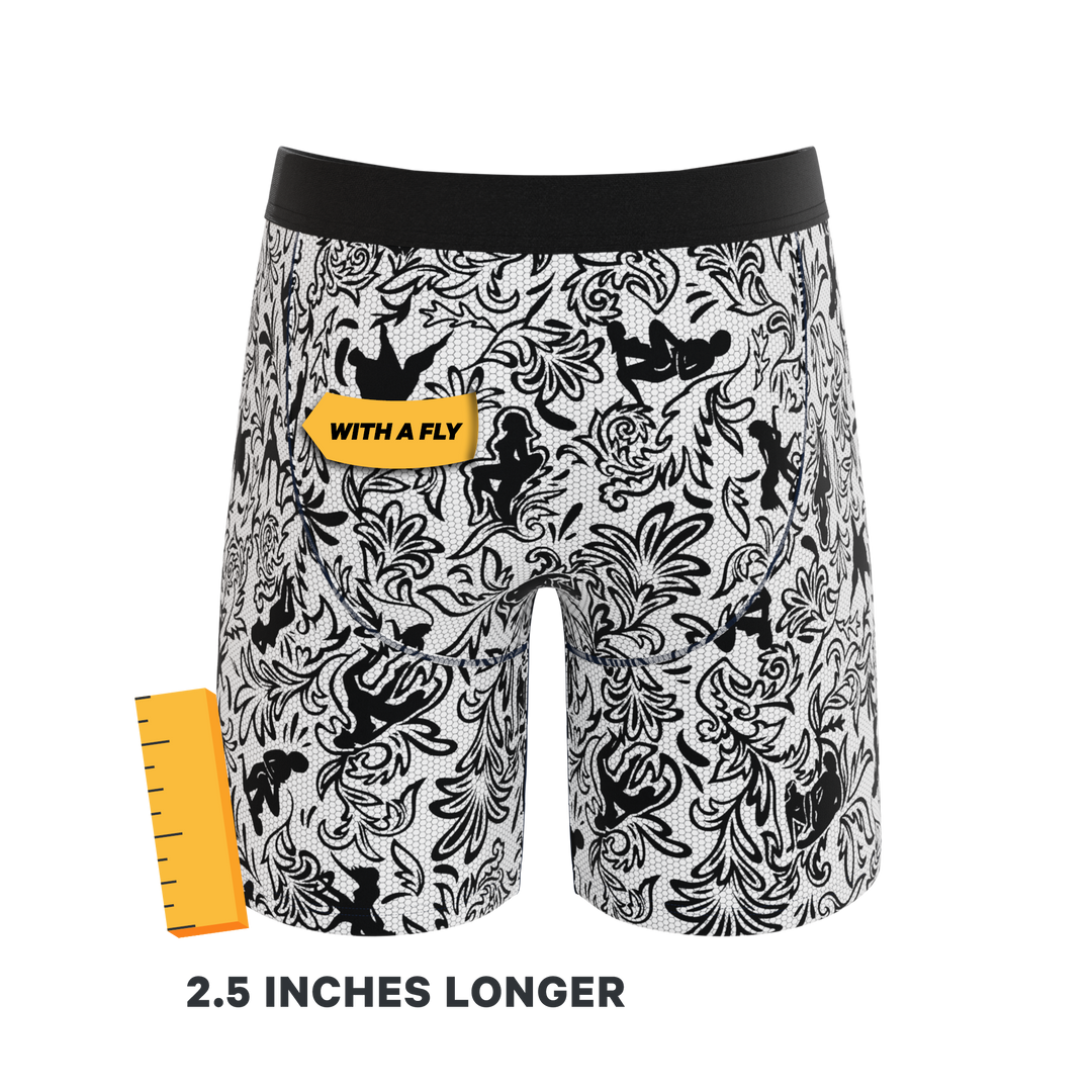 The Racy & Lacy | Provocative Lace Print Long Leg Ball Hammock® Pouch Underwear With Fly