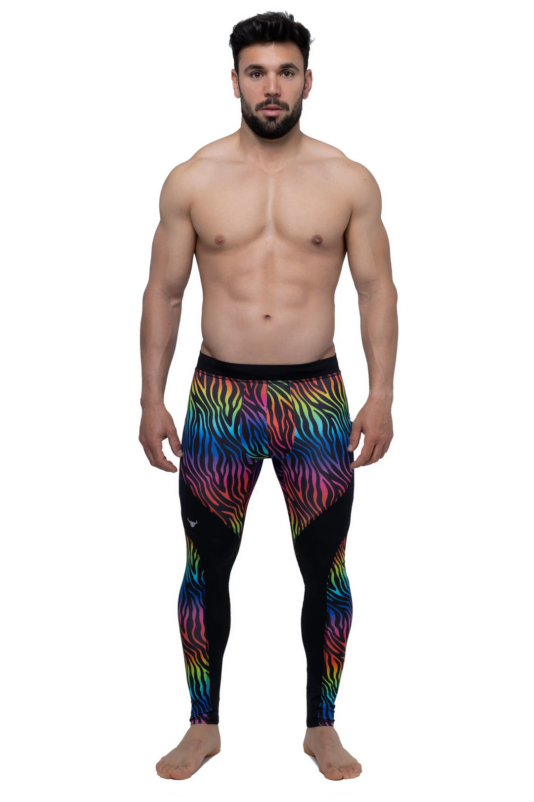 Matador Pride Rainbow Tiger Meggings – Men's Compression Leggings with Crotch Cup and Pockets