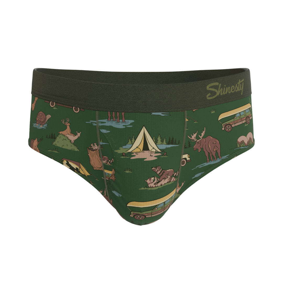 Shinesty The Really Happy Camper camping Ball Hammock pouch underwear briefs – men's camping print brief