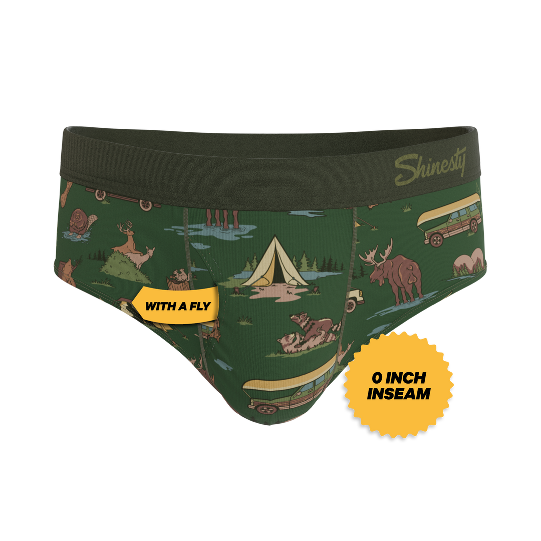 Shinesty The Really Happy Camper camping Ball Hammock pouch underwear briefs – men's camping print brief