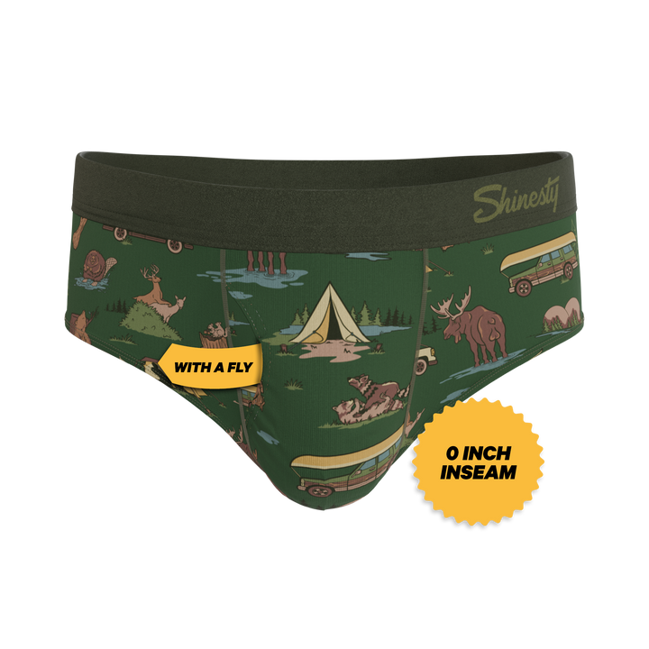 Shinesty The Really Happy Camper camping Ball Hammock pouch underwear briefs – men's camping print brief