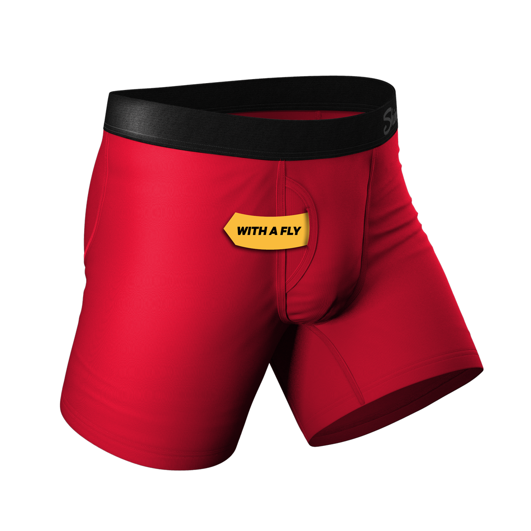 The Red Dress Effect: Solid Red Boxer Briefs with Ball Hammock® Pouch & Fly
