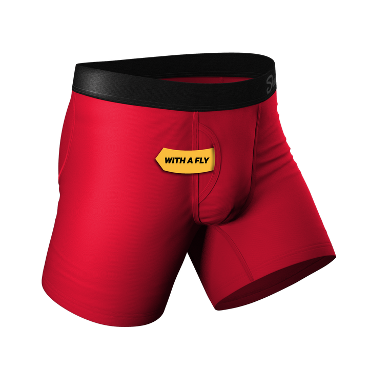 The Red Dress Effect: Solid Red Boxer Briefs with Ball Hammock® Pouch & Fly
