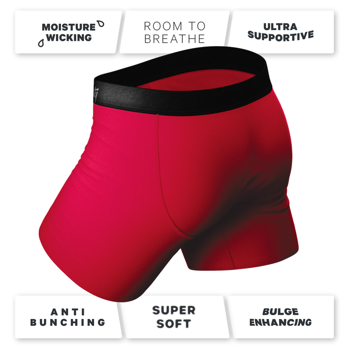 The Red Dress Effect: Solid Red Boxer Briefs with Ball Hammock® Pouch & Fly