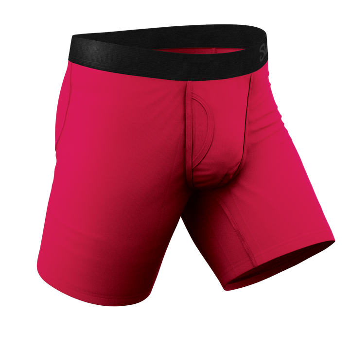 Red Velvet Dark Red Long Leg Boxer Briefs | Ball Hammock® Pouch & Fly