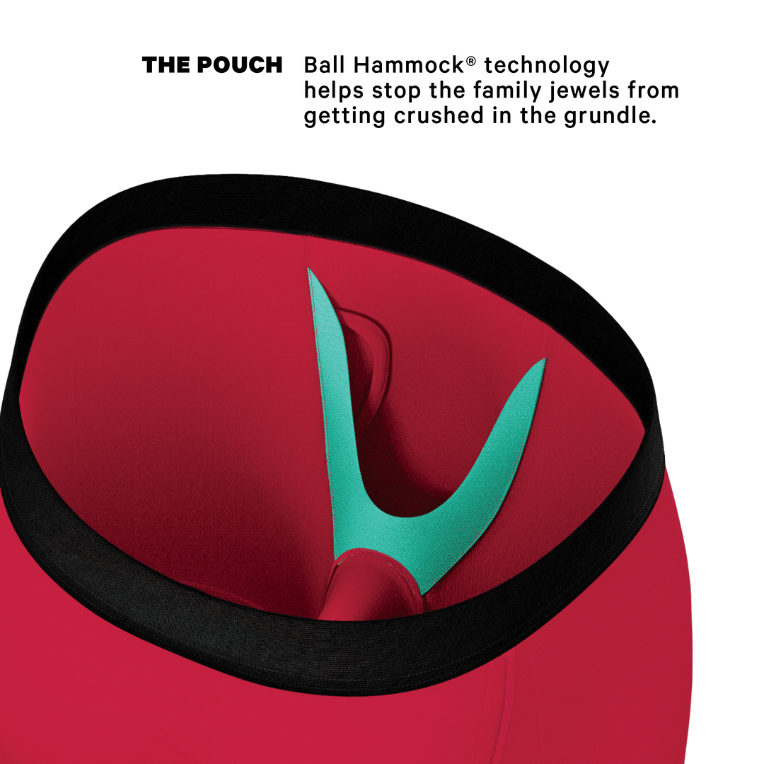 Red Velvet Dark Red Long Leg Boxer Briefs | Ball Hammock® Pouch & Fly