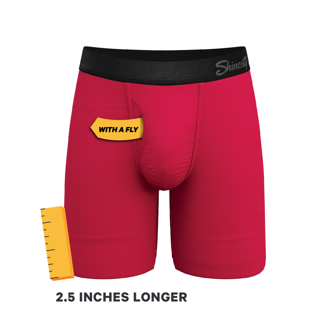 Red Velvet Dark Red Long Leg Boxer Briefs | Ball Hammock® Pouch & Fly