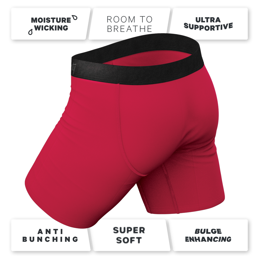Red Velvet Dark Red Long Leg Boxer Briefs | Ball Hammock® Pouch & Fly