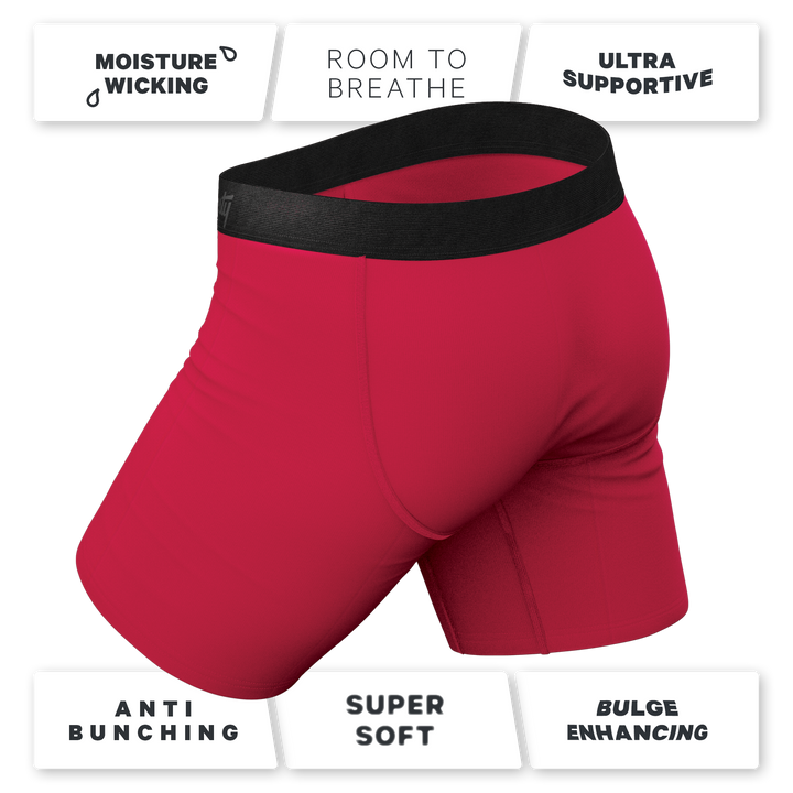 Red Velvet Dark Red Long Leg Boxer Briefs | Ball Hammock® Pouch & Fly
