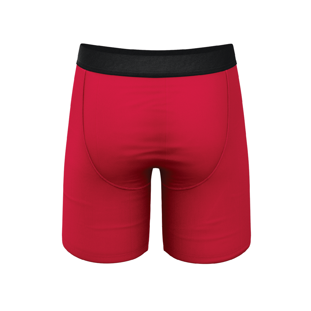 Red Velvet Dark Red Long Leg Boxer Briefs | Ball Hammock® Pouch & Fly