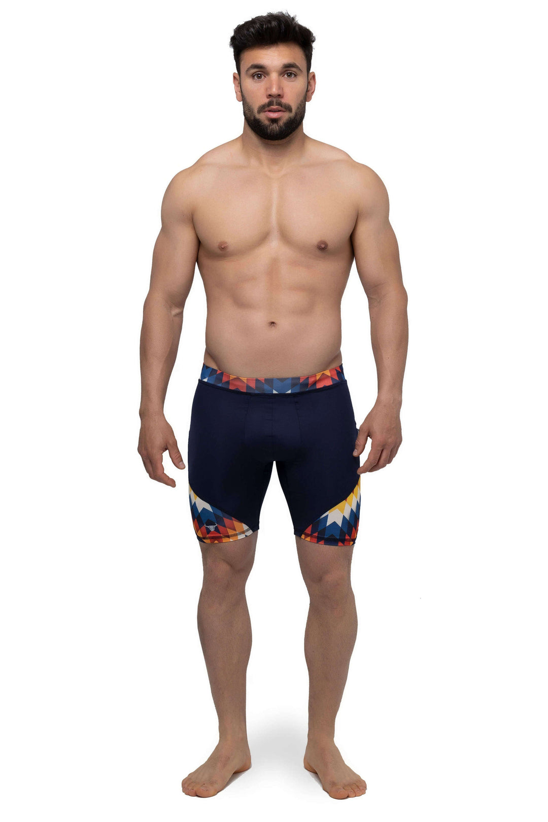 Matador Meggings Reverse Arrow men's compression shorts – bold print squat-proof hybrid shorts