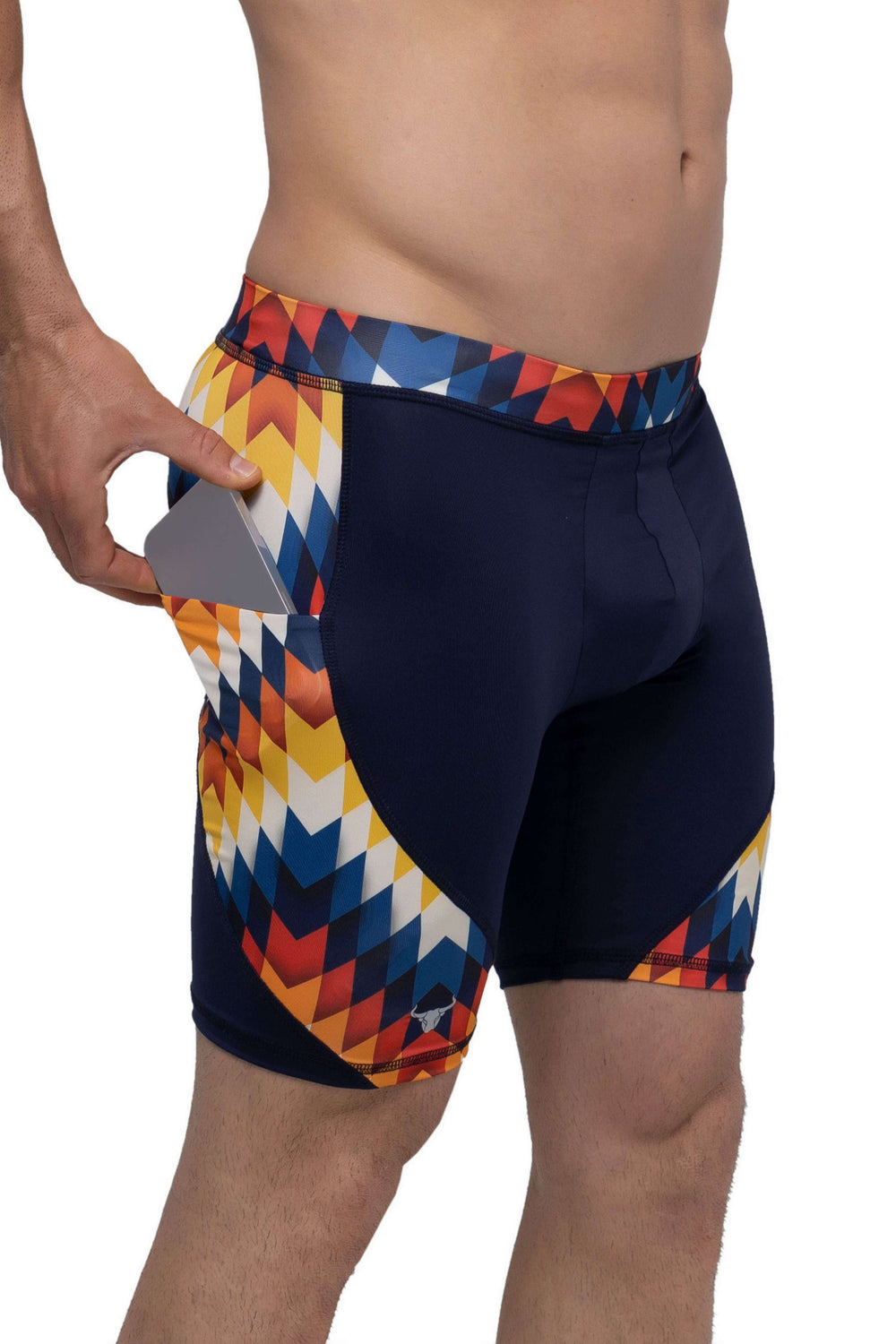 Matador Meggings Reverse Arrow men's compression shorts – bold print squat-proof hybrid shorts