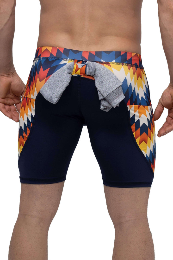 Matador Meggings Reverse Arrow men's compression shorts – bold print squat-proof hybrid shorts