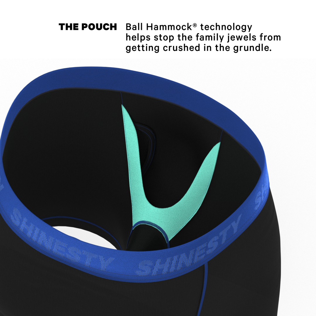 Shinesty "Rhythm & Blues" Black and Blue Ball Hammock® Pouch Underwear with Fly