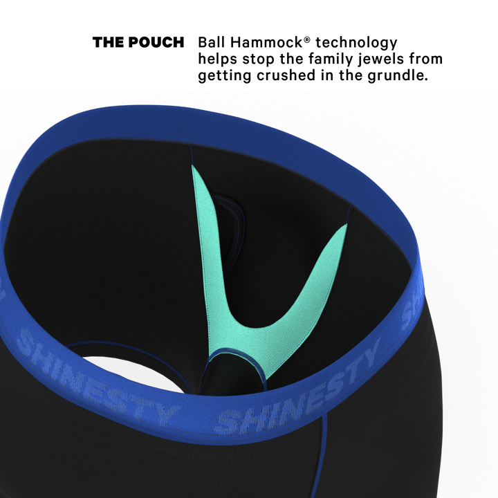 Shinesty "Rhythm & Blues" Black and Blue Ball Hammock® Pouch Underwear with Fly