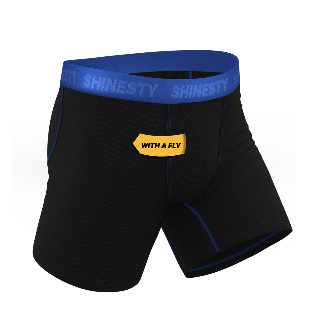 Shinesty "Rhythm & Blues" Black and Blue Ball Hammock® Pouch Underwear with Fly