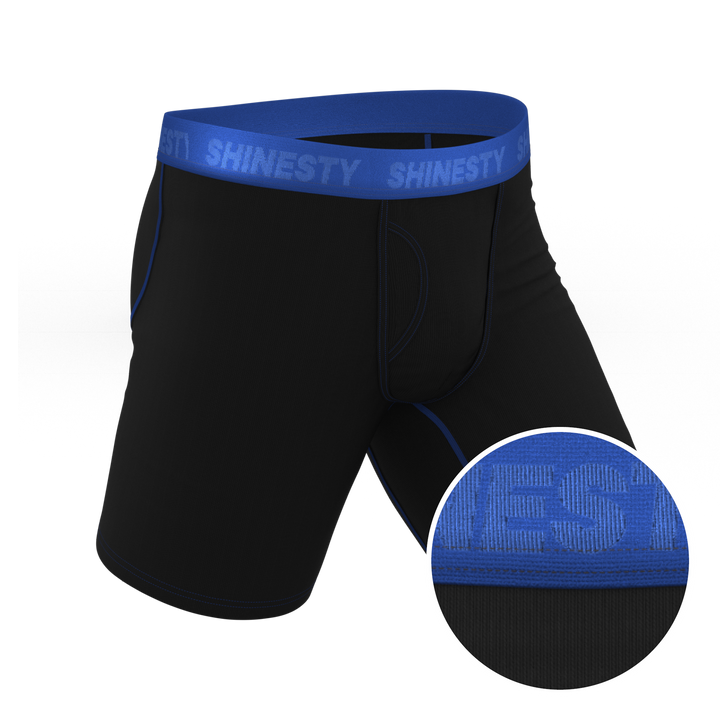 Shinesty "The Rhythm & Blues" Black and Blue Long Leg Ball Hammock® Pouch Underwear With Fly