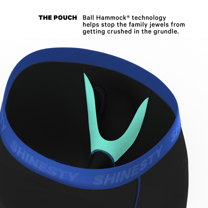 Shinesty "The Rhythm & Blues" Black and Blue Long Leg Ball Hammock® Pouch Underwear With Fly