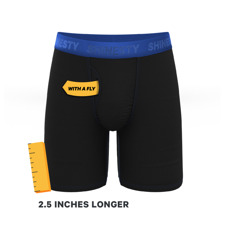 Shinesty "The Rhythm & Blues" Black and Blue Long Leg Ball Hammock® Pouch Underwear With Fly