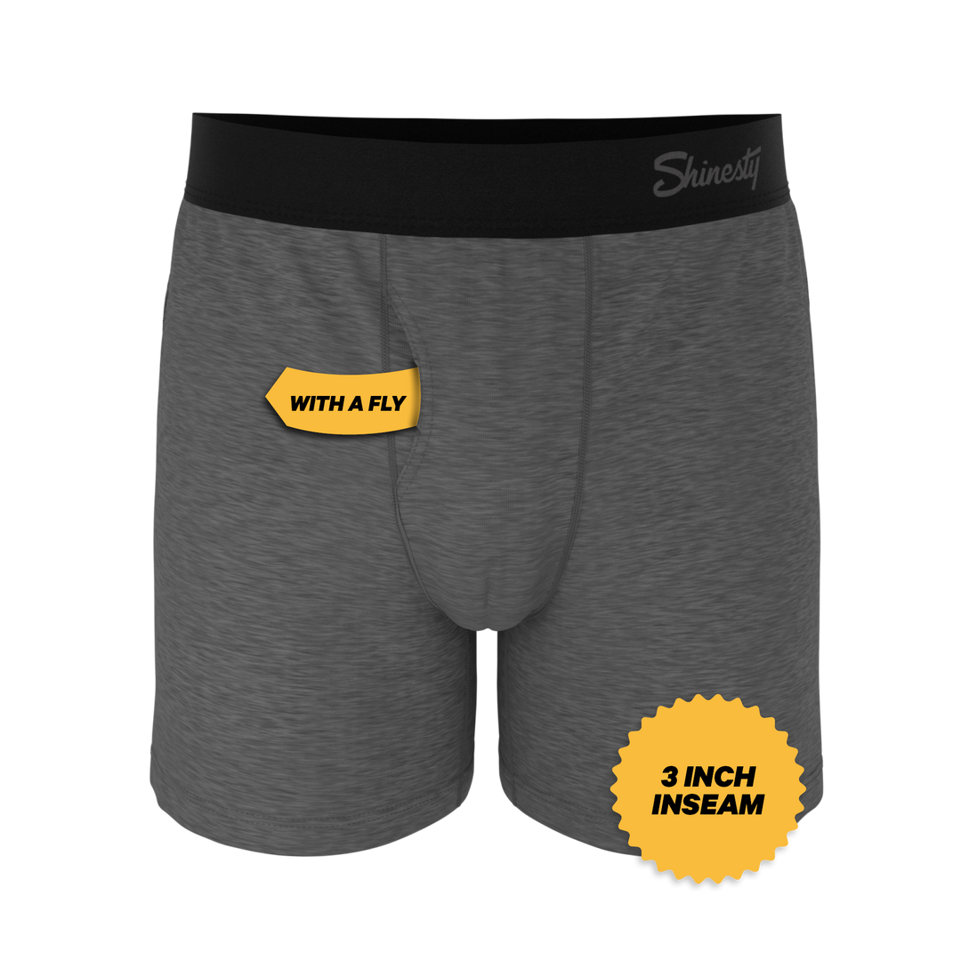 Shinesty "The Rock Solid" Mild Grey Loose-Fit Boxers (Button Fly)