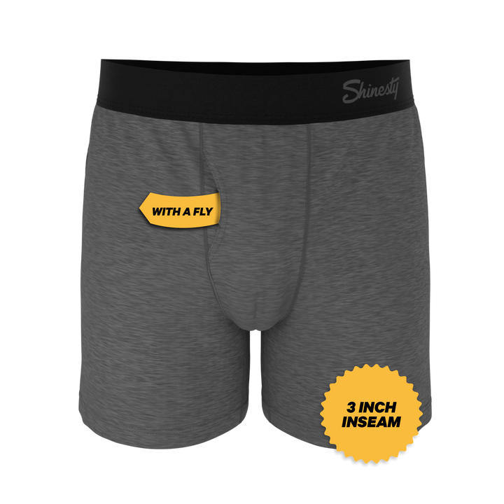 Shinesty "The Rock Solid" Mild Grey Loose-Fit Boxers (Button Fly)